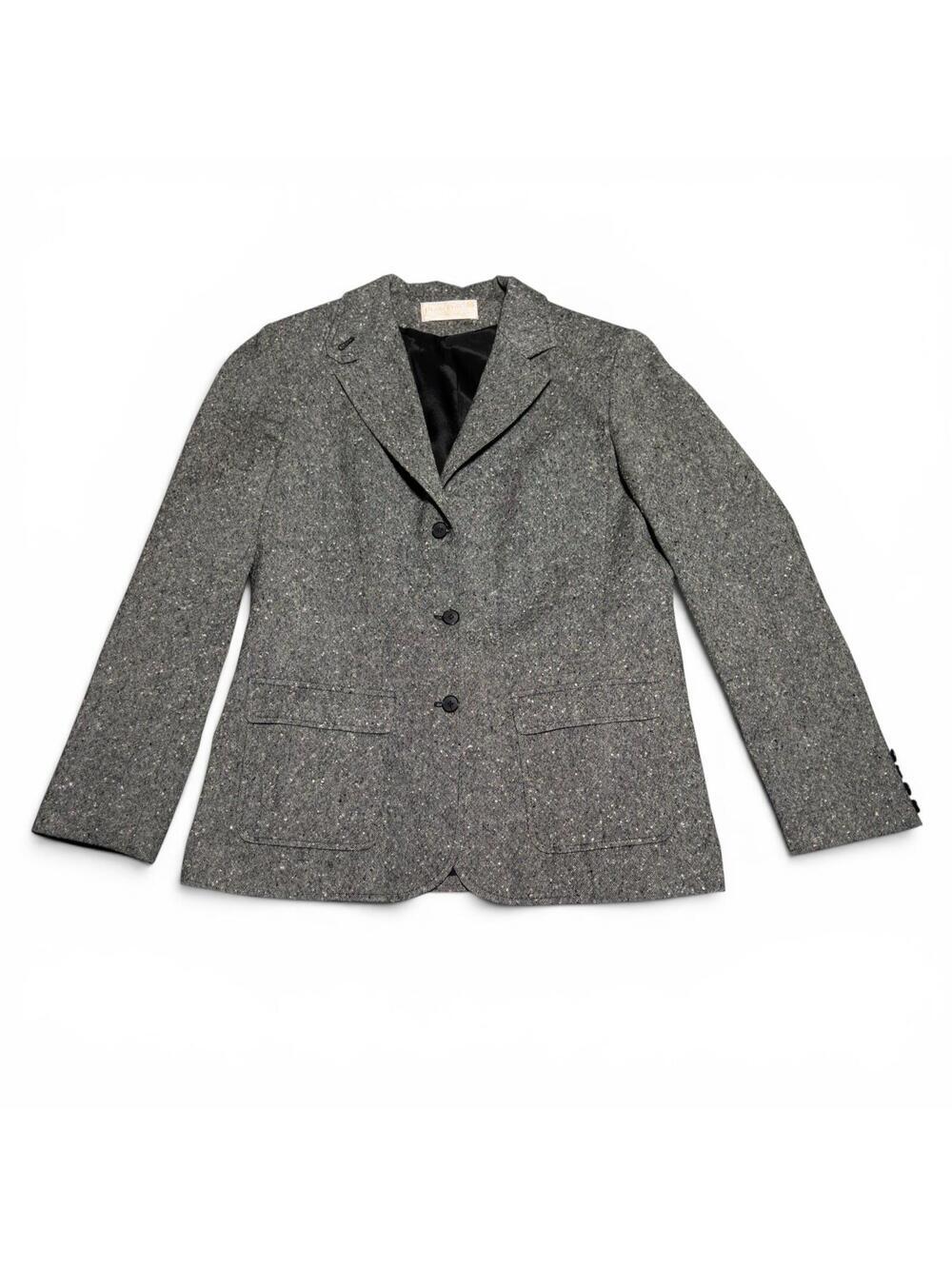 Vintage 70s Pendleton Gray Tweed Wool Blazer Jacket Size 16